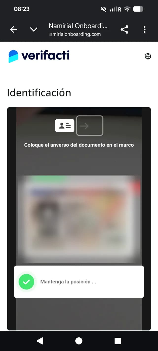 Guided recording of the identity document with the camera