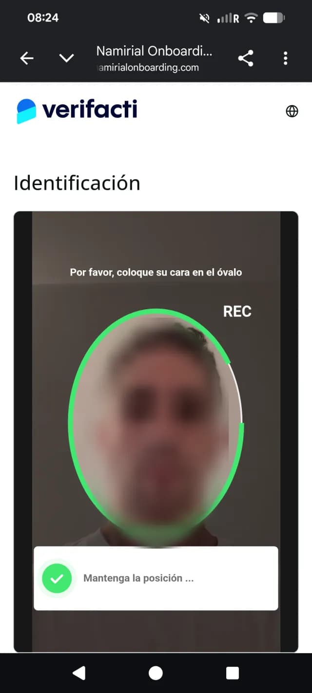 Photo of the face inside an oval for facial verification